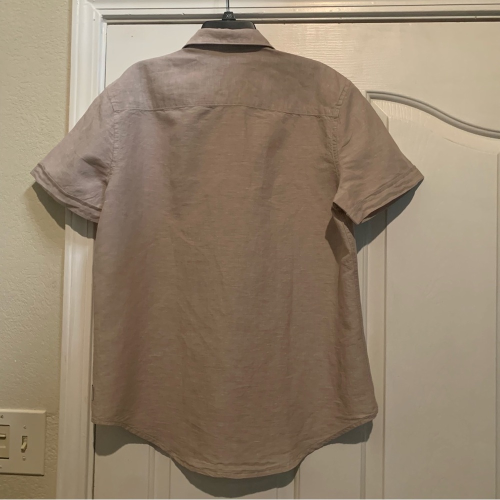 Men’s Perry Ellis Linen Blend Short Sleeve Button-Down Shirt - Picture 2 of 6